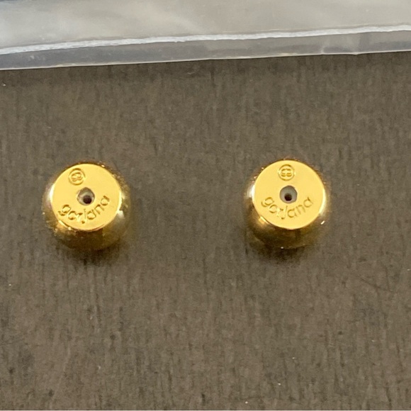 Gorjana 18K Gold Plated Paseo Arc Hoops -Black Marble Earrings 239-002-509-G - Picture 3 of 7